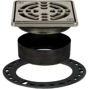 Kerdi-Drain Classic Shower Grate Kit with Integrated Slope Bonding Flange - Ideal for Tile Showers - 4" Grate Size, Square, Stainless Steel Grate Finish - KD4GRKE