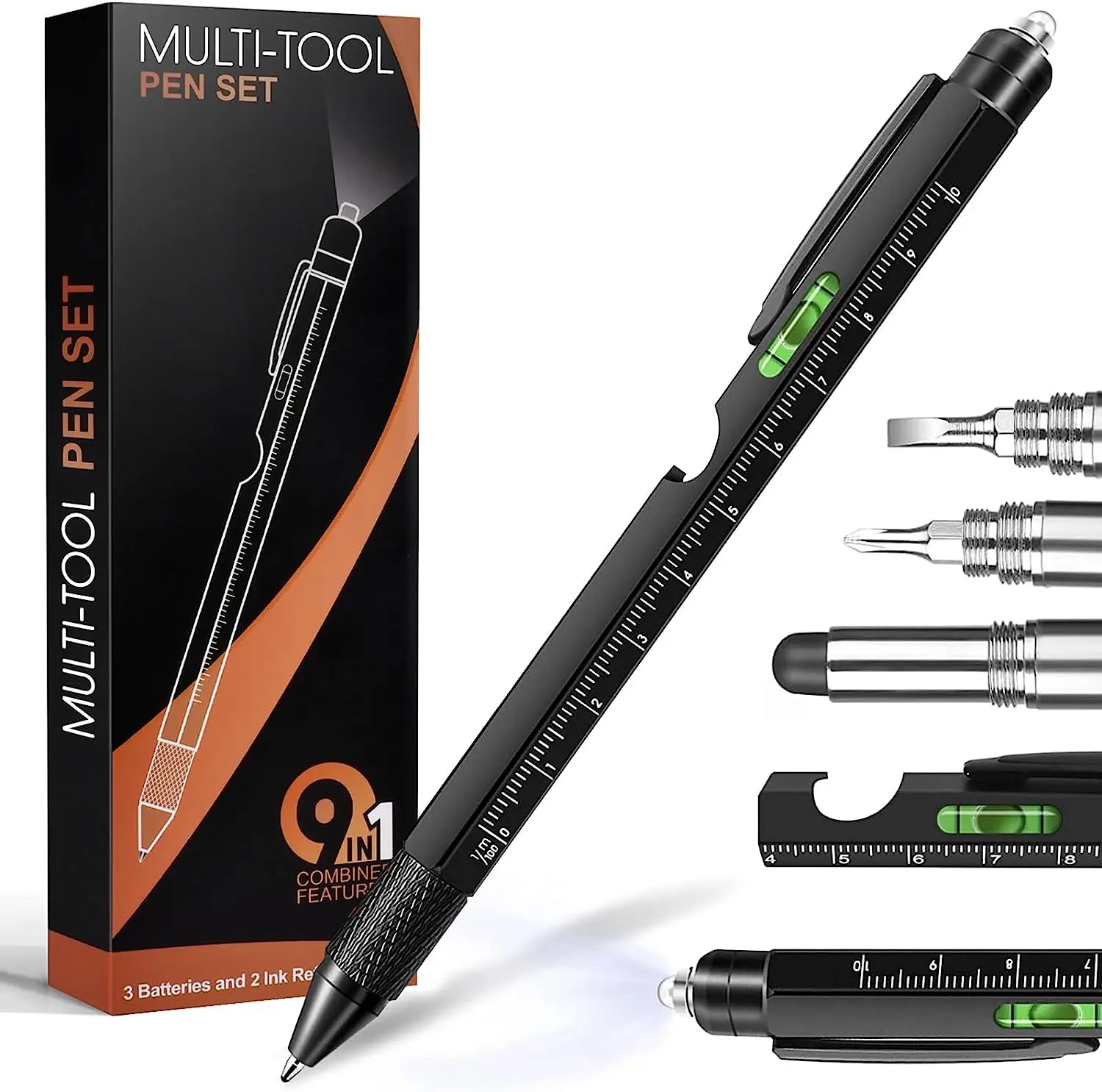 Fathers Day Dad Gifts from Daughter Son Wife, Easter Gifts for Men, 9 in 1 Multitool Pen, Cool Tools Gadgets Birthday Christmas Stocking Stuffers for Husband Him Adult Dad Wonchon