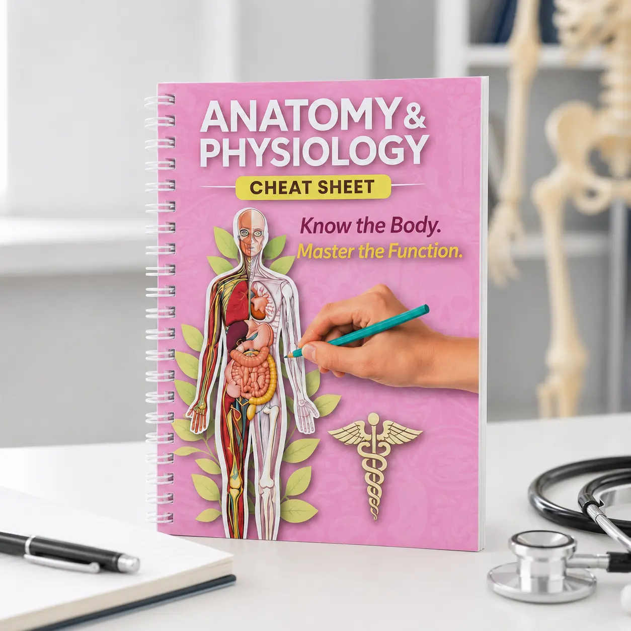Anatomy & Physiology Cheat Sheet Notebook | Quick Reference Guide to Human Anatomy, Organs, Body Systems & Physiology