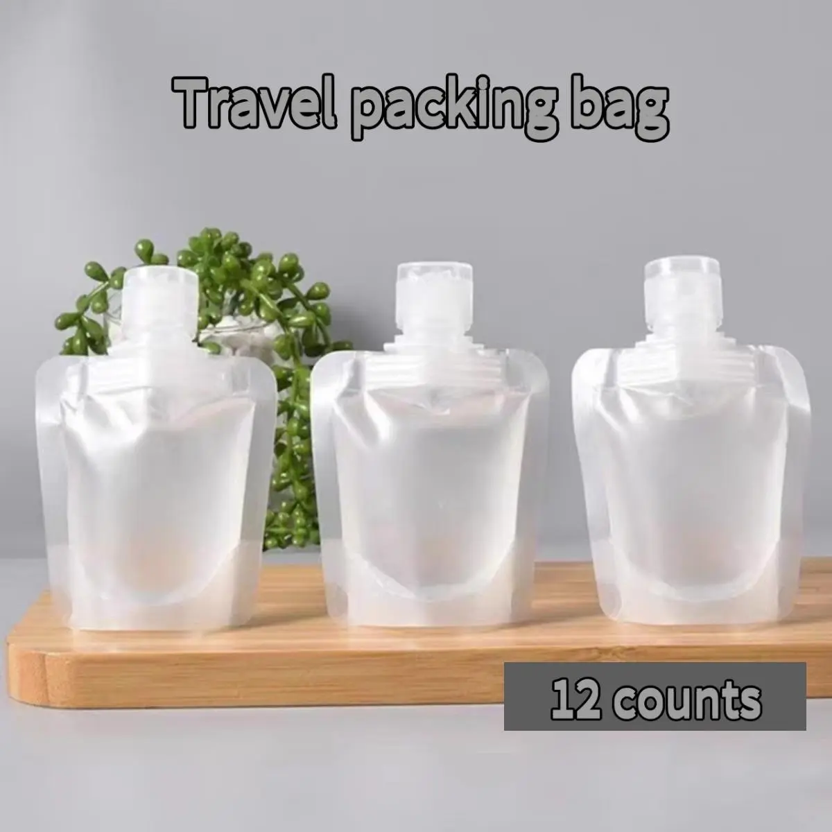 50 ml Reusable Travel Liquid Pouches, 12-Pack, Leak-Proof Flip Caps, Empty Squeeze Bottles, Portable Refill Bags for Shampoo, Lotion, Skincare, Airplane Travel