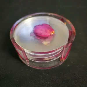 Resin Coaster Set with Rose petals #1