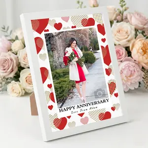 Custom Happy Anniversary Photo Frame 8x10 – Personalized Love Picture Frame | White / Black Frame or Print Only | Romantic Gift for Couple, Wife, Husband