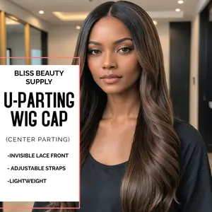 Invisible Lace Front Center Parting U-Parting Wig Cap 2pk