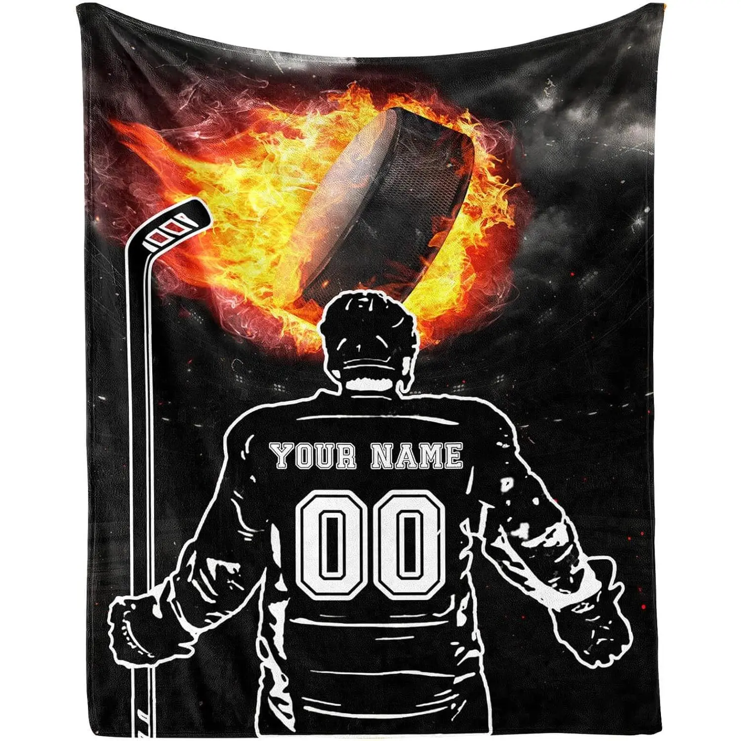 【Customizable】Hockey Throw Blanket - Soft Flannel Sports Hockey Blankets for Girls Boys Kids Hockey Lovers - Warm Hockey Throw Blankets for All Season Lap, Chair, Sofa