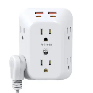 Wall Outlet Extender with 6 Outlets 4 USB (2 USB C), Multi Plug Outlet Splitter, Wall Mount Adapter for Home, School, Office