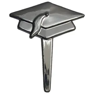 Graduation Black Metallic Cupcake Toppers 12 Count