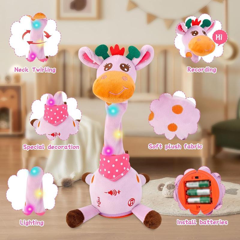Valentine's Day Gifts Dancing Talking Giraffe Toys - Electronic Rattle for Kids - Repeat Mimicking - Musical Sensory Plush Toy - Ideal Gift for Children's Day Birthday Christmas