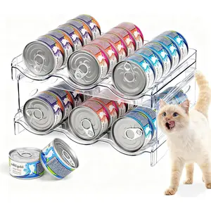 2-Layers Transparent Cat Food Can Organizer Container Holds 36 (3.5oz) Cans, Storage for Pantry Countertop Kitchen Cabinet