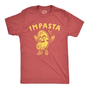 Mens Impasta T Shirt Funny Noodle Disguise Graphic Novelty Tee Mens Funny T Shirts Cool Vintage Fashion T-Shirt Gift Classic Menswear Funny Food Short Sleeve Novelty Tees for Guys Red