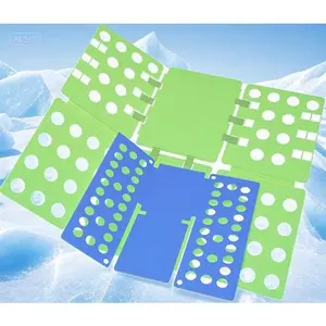 Efficient Shirt Folding Tool - Quick & Easy Laundry Organizer for Kids & Adults - Reusable Garment Folder - Space-Saving Clothes Storage - Green & Blue Foldable Board