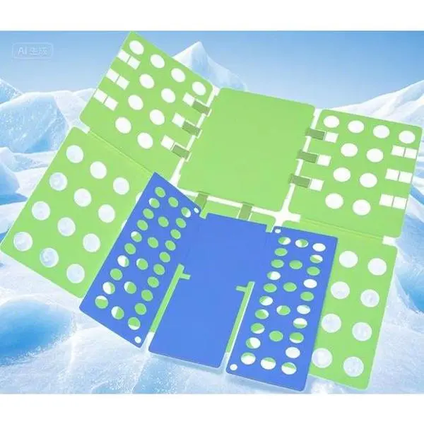 Efficient Shirt Folding Tool - Quick & Easy Laundry Organizer for Kids & Adults - Reusable Garment Folder - Space-Saving Clothes Storage - Green & Blue Foldable Board