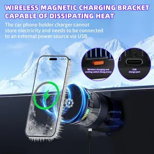 Magnetic Car Phone Mount 2026 – Fast Wireless Charging + Cooling, Ultra Strong MagSafe Hold, 360° Adjustable, Fits iPhone & Android