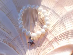 Ocean inspired handmade stretch bracelet