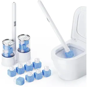 8 Pack Pumice Stone Toilet Bowl Set with 18 in Extra Long Handle,White Holder Case,Pumice Stone for Cleaning, for Cleaning Toilets, Bathtubs, Grills, Swimming Pools, Sinks