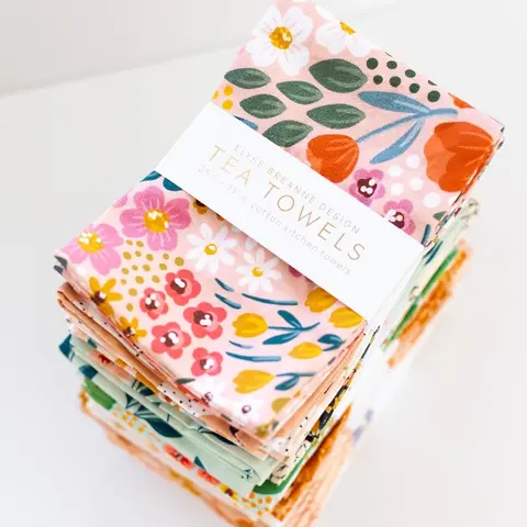 Tea Towels | Set of 2 | 100% Cotton | Floral Kitchen Cloth Hand Towel