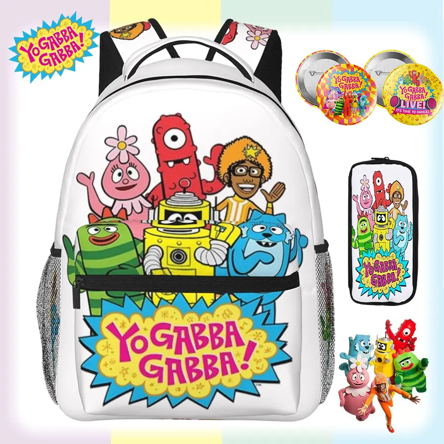 Yo gabba gabba Backpack  Large Capacity Yo gabba gabba toys Day daypack with Multiple Pockets Comfort Back Yo gabba gabba party supplies Backpack for Elementary Middle Teen