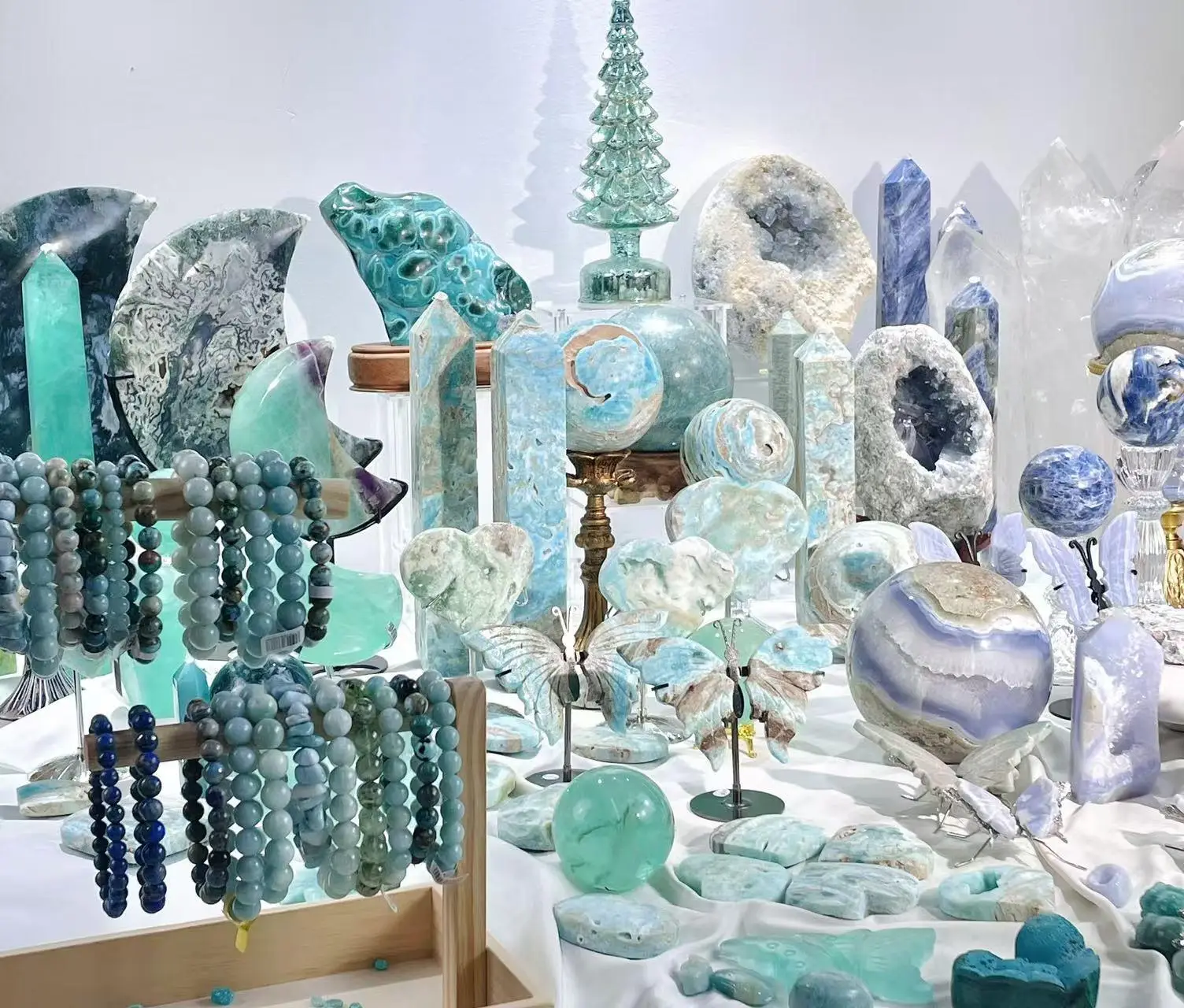 [CB03 Live]Natural Crystal Tower/Sphere/Carving Customize set For Home Decoration CB03