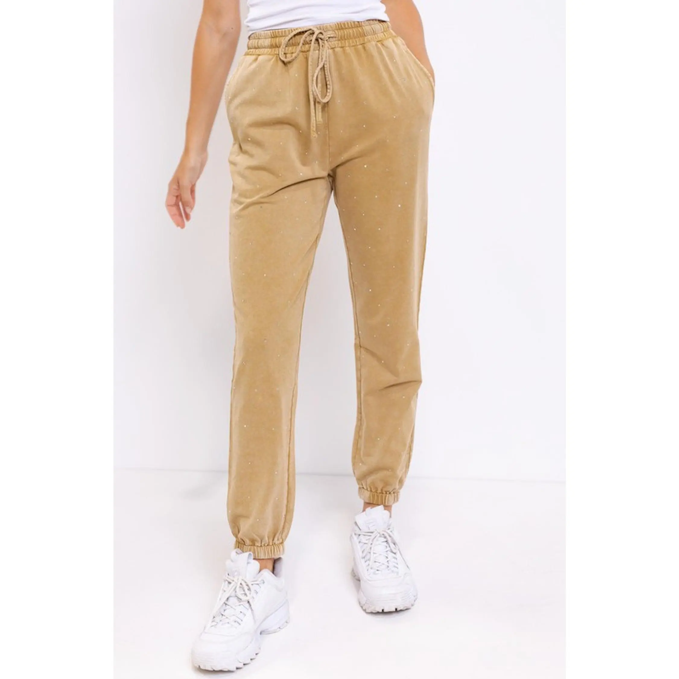 Rhinestone Sweats- Camel