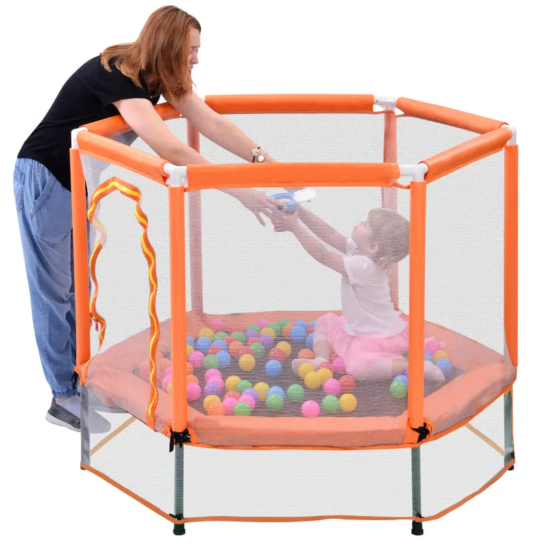 Bellemave Unisex 55-Inch Round Mini Trampoline, High-Quality Galvanized Steel Frame, Indoor-Outdoor Fun Playground with Safety Enclosure & Ball Pit