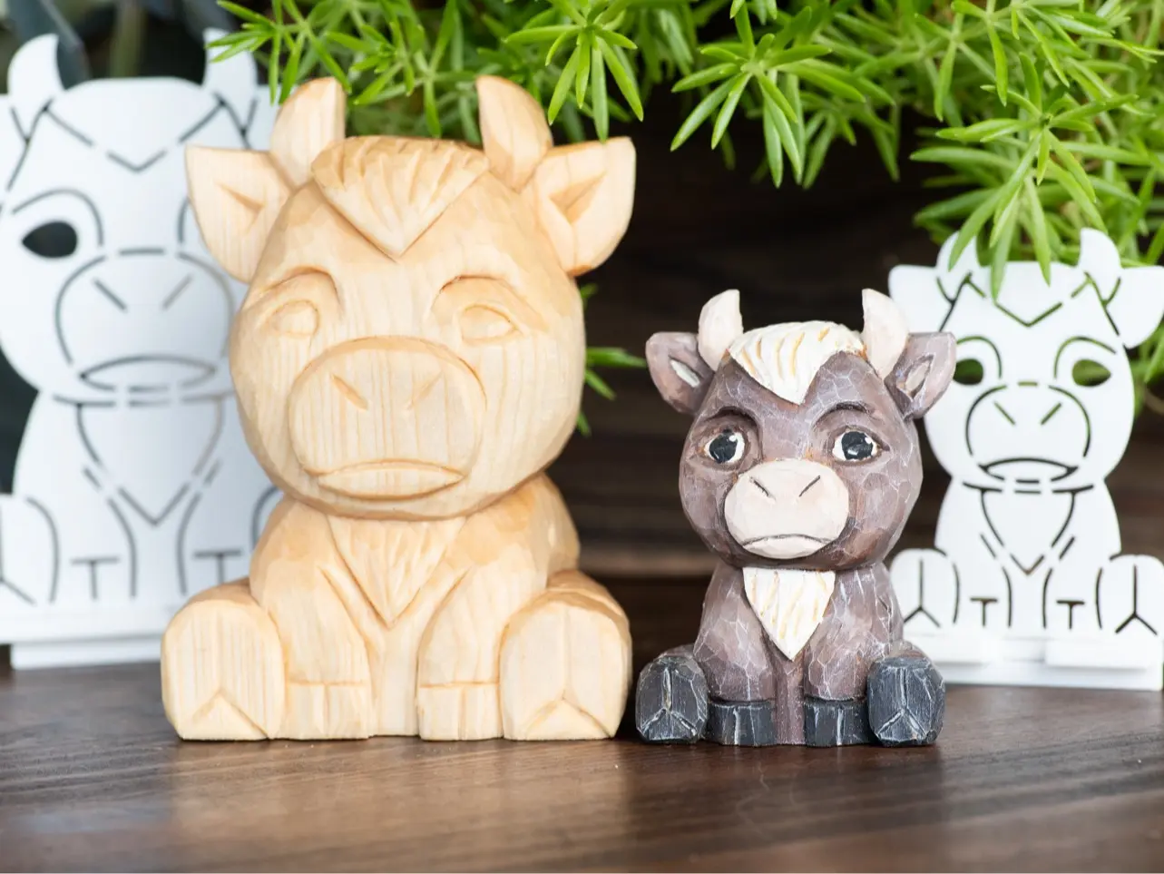 Highland Cow Wood Carving Stencil