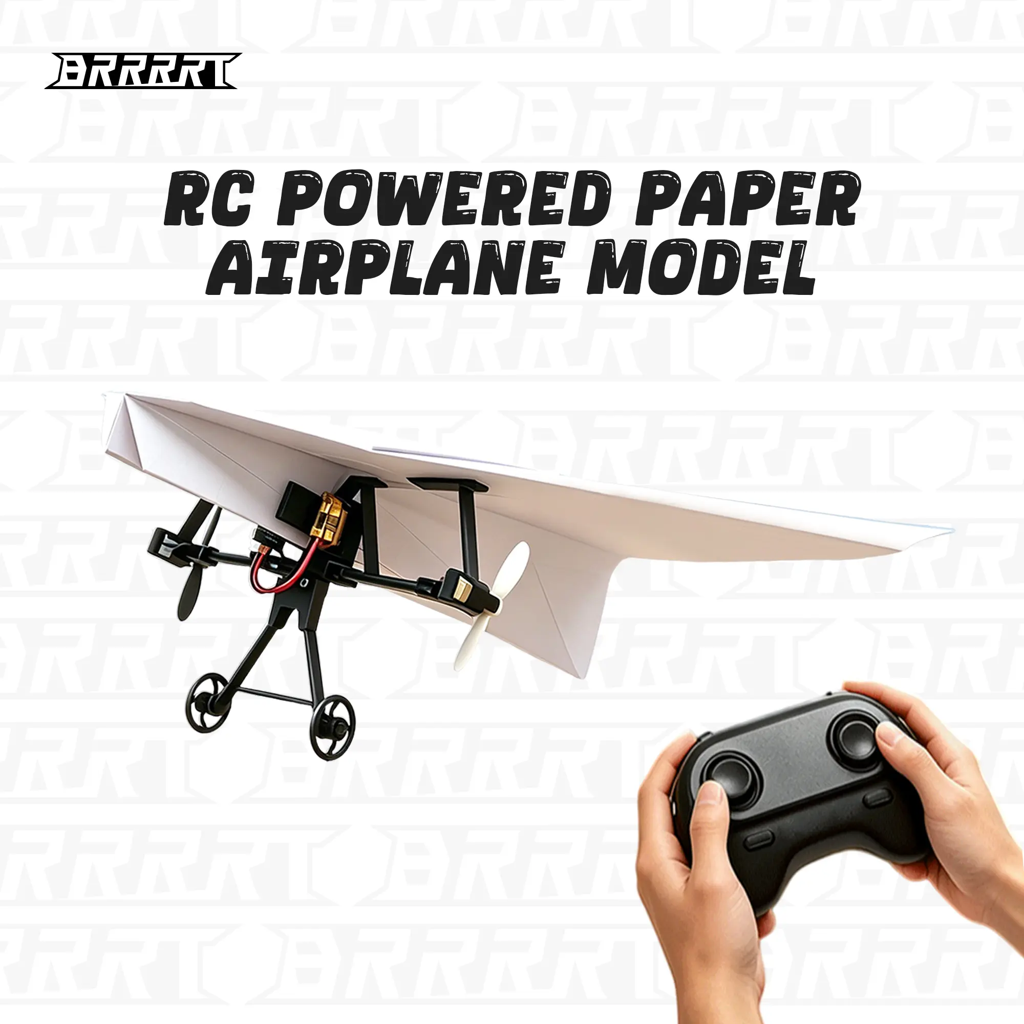 BRRRRT RC Aircraft Paper Airplane Kit with Gyro Stabilizer – DIY Electric Remote Control Plane with Dual Propellers, Lightweight Foldable Flying STEM Toy for Kids & Adults, Perfect Birthday Gift