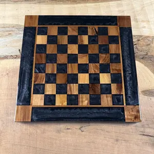 Black Onyx Walnut Chess Board (INCLUDES PIECES)