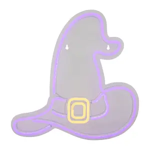 Northlight 15" LED Lit Neon Style Witch Hat Win dow Silhouette