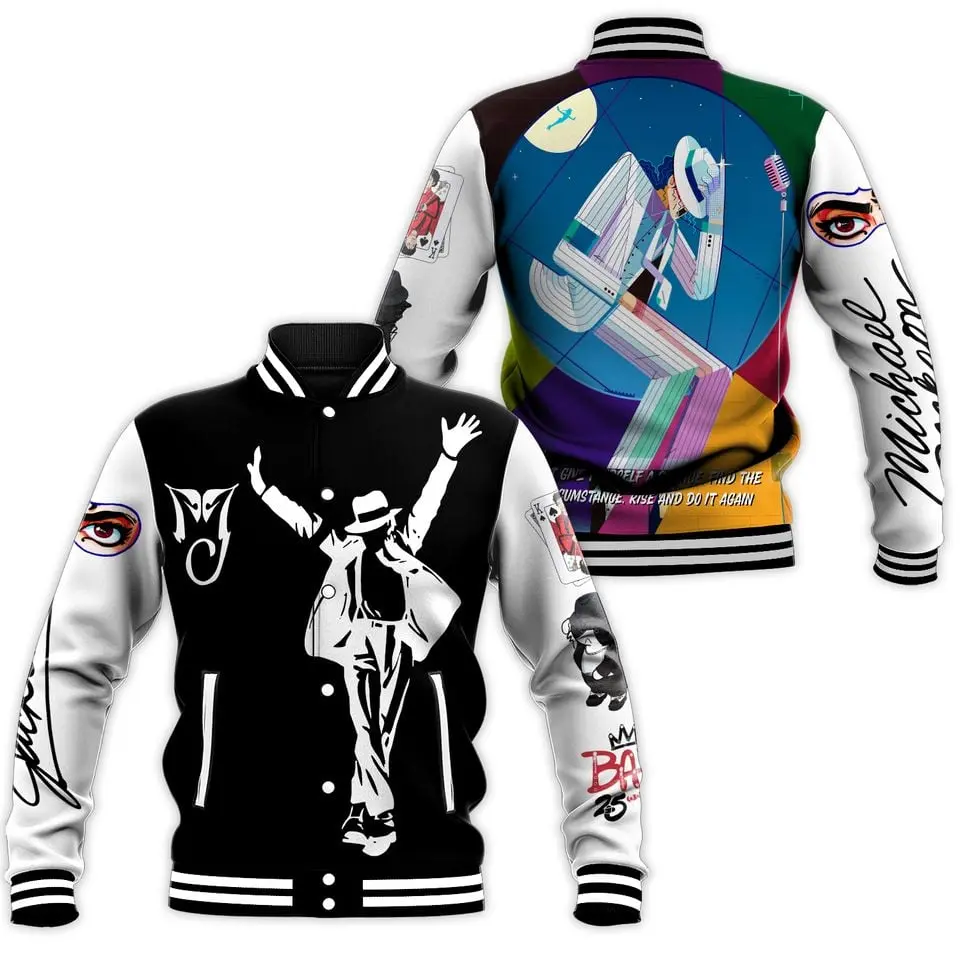 MJ Michael The King Of Pop New Baseball Jacket, Baseball Varsity Jacket, Lightweight Sport Jacket, Everyday Streetwear