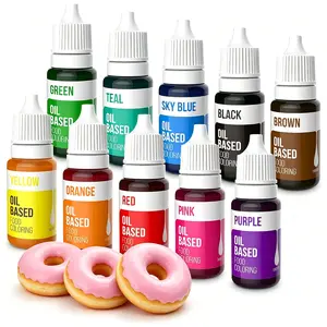 Ultra-Vibrant Edible Oil-based Food Coloring 10 Set, Edible Food Dye Butter Ideal for Chocolate, Candy Melts, Baking (Cakes, Cookies, Icing, Fondant, Meringues) 0.35 Fl. Oz Bottles Bake Nata