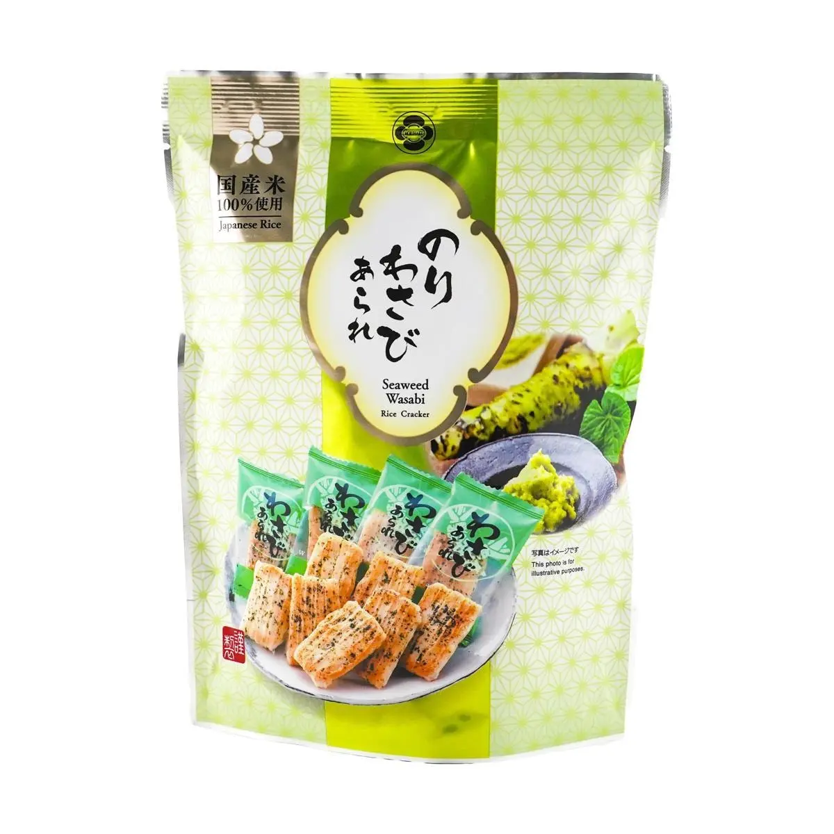 MORIHAKU Japanese Wasabi Seaweed Rice Crackers - Crispy Senbei Snacks, 32g