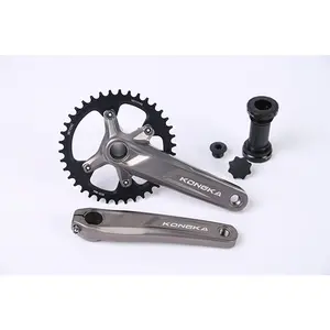 KONSKA MTB Hollow Crankset, 38T Single Chainring, 170mm Arms, 11/12 Speed, 143L Spindle, Silver, 1895g (Bottom Bracket Not Included)