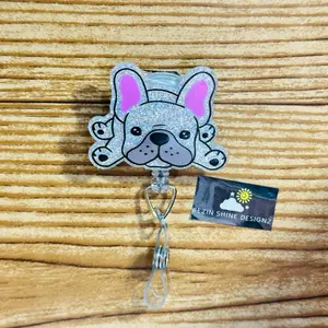 Frenchie Dog Badge Reel
