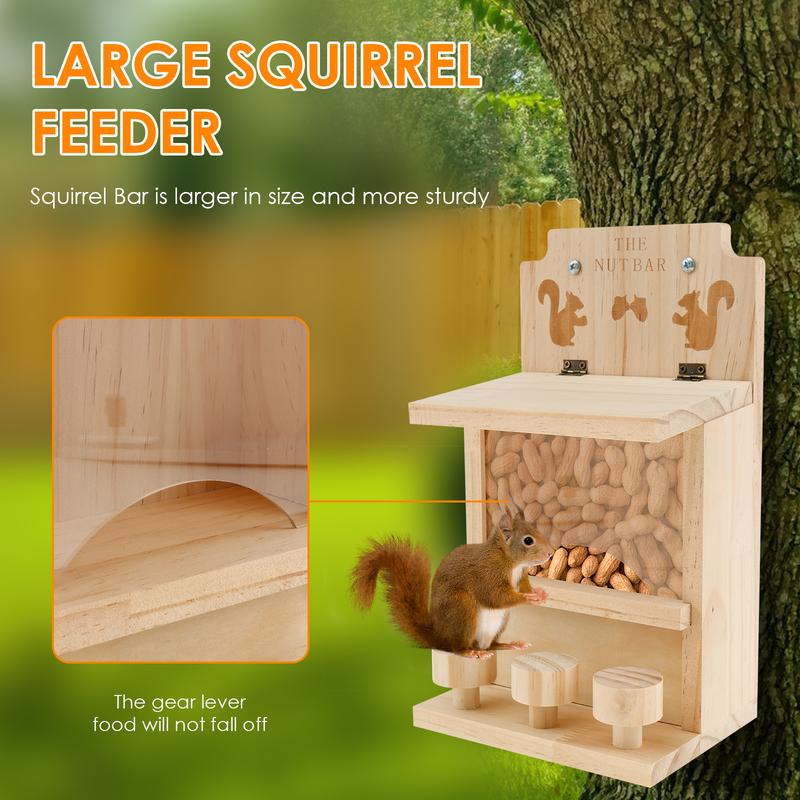 Wooden Squirrel Feeder Large Squirrel Feeders for Outside Cute Squirrel House Sturdy Squirrel Feeder Enduring Squirrel Feeders Decorative Squirrel House for Corn