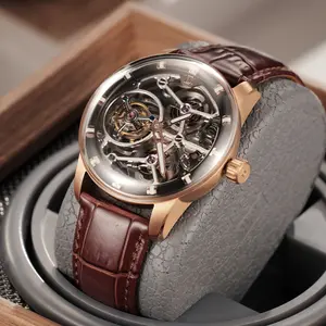 OBLVLO Men's Watch Luminous Double-sided Skeleton Automatic Strong Movement Watch Men's Rotating Tourbillon Novel Mechanical Watch
