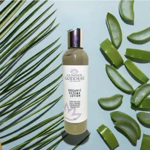 Glimmer Goddess Organic Eczema Lotion 8 oz- Stop the Itch, Heal the Skin with French Green Clay and Tamanu Oil Body Care Moisturizer Blend