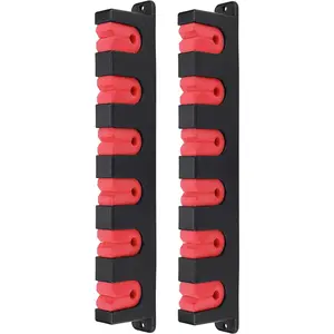 Fishing Rod Rack Holders Wall-mounted Fish Pole Holder for Garage & Boat 6-Rod Storage Racks (Horizontal Red, 1 Pair)