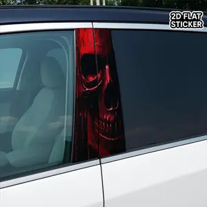 [2D Flat Sticker] 2pcs Horror Red Skull Dripping Car Decal Sticker for B-Pillar Exterior - Durable Waterproof Vinyl Graphic, Unique Auto Accessory for Car Customization