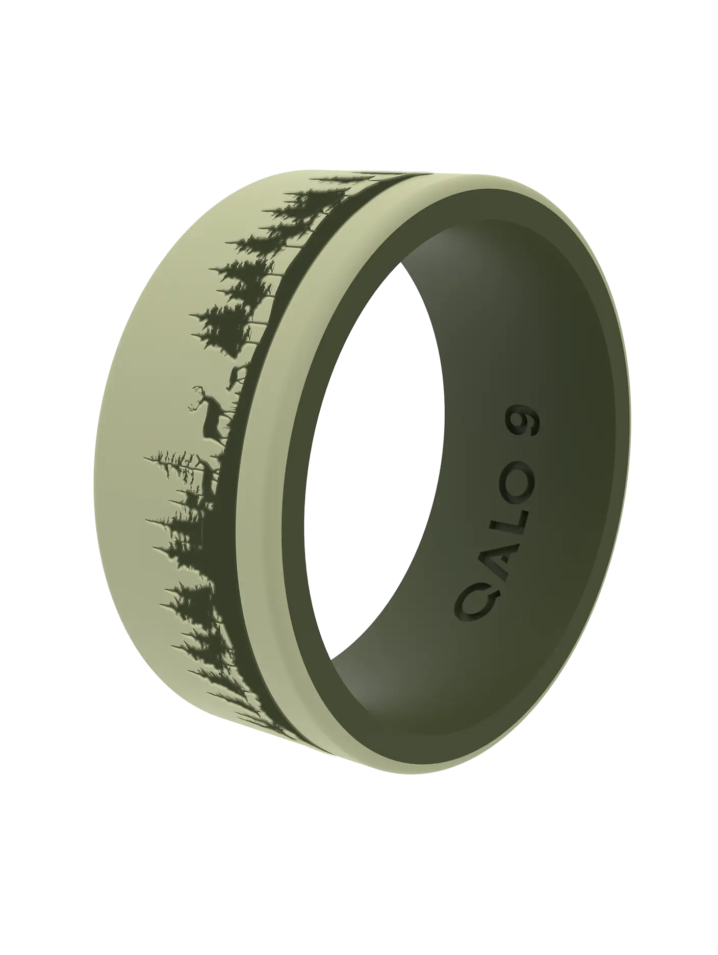 Men's Strata Silicone Ring with Deer Motif and Forest Theme - Comfortable, Durable 2-Layered Band Design