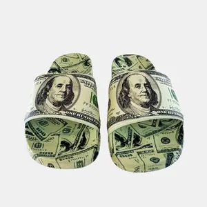 Women's Dollar Bill Print Slippers - Lightweight and comfortable PVC open-toe slippers for indoor/outdoor use, women's slippers