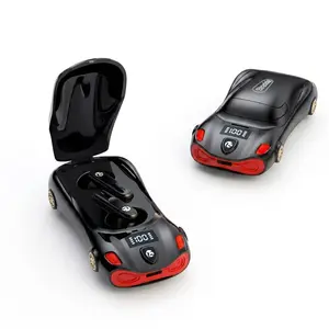 Black cool car-shaped Bluetooth earbuds， Bluetooth 5.4, Long Battery Life Low Latency in-Ear Headphones for Outdoor Sports & Daily Commute