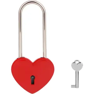 Love Lock Heart Padlock,Red Single Heart Lock with Key for Lovers Wedding,Valentine's Day,Anniversary,Travel(with Key)