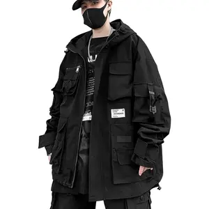 Gothic Clothes Tactical Techwear Zipper Jacket Windbreaker Hooded Streetwear Jackets for Men