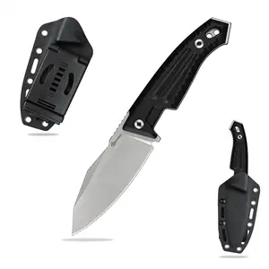 EDC Fixed Blade Knife for Men, 3.89" Stone Wash DC53 Steel Blade with G10 Handle, Survival Camping Fishing Tool with Kydex Sheath, Camping Fishing Tools