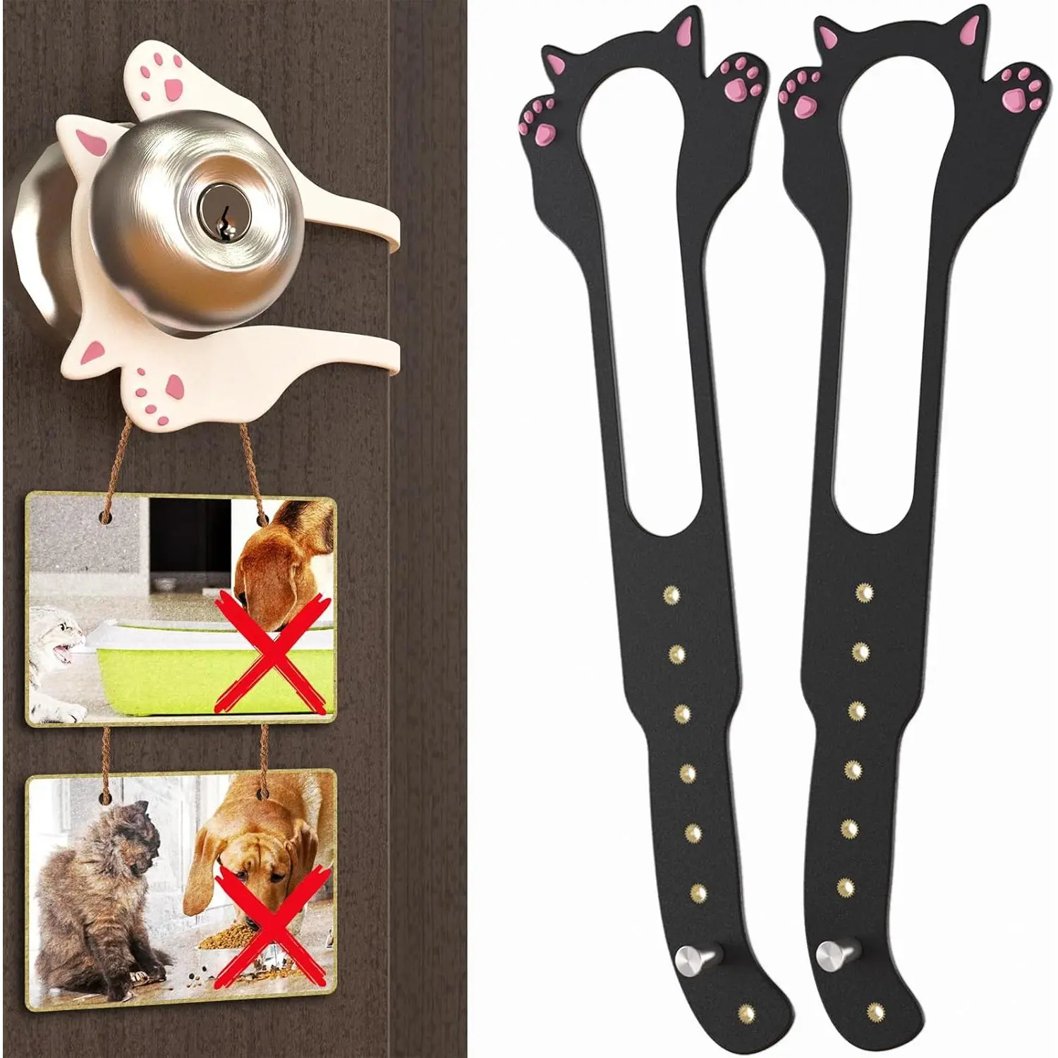 2 count Cat Door Latch Holder Keep Door Open 1.5" to 8" Cat Door Alternative Let's Cats in and Keeps Dogs Out of Litter & Food with 8 Adjustable Sizes No Measuring,Stronger Toughness Easy to Use