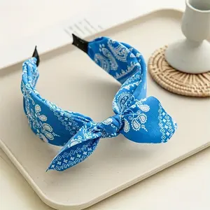 Women's Bow Hairband, Vintage Hong Kong Style Headband, Versatile Wave Point Knot Wide Edge Butterfly Hair Accessory