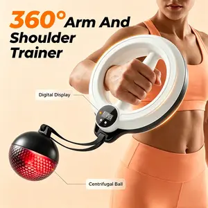 Smart Counting Flash Hand Crank Arm Exerciser, Upgraded Portable Arm & Shoulder Workout Training Tool for Daily Home Fitness