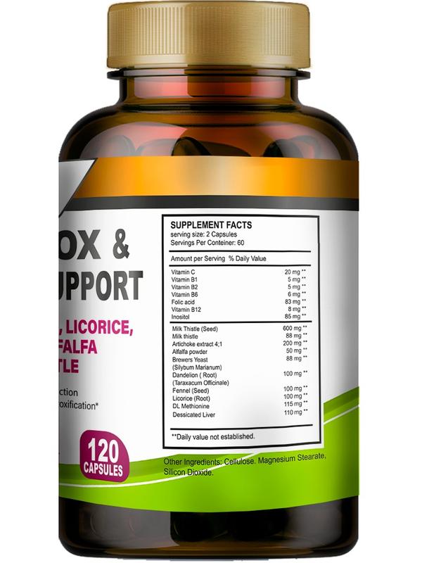 Vitamisan Liver Detox & Cholesterol Support 120 Capsules with Dandelion Fennel Licorice Artichoke Alfalfa Milk Thistle for Optimal Health