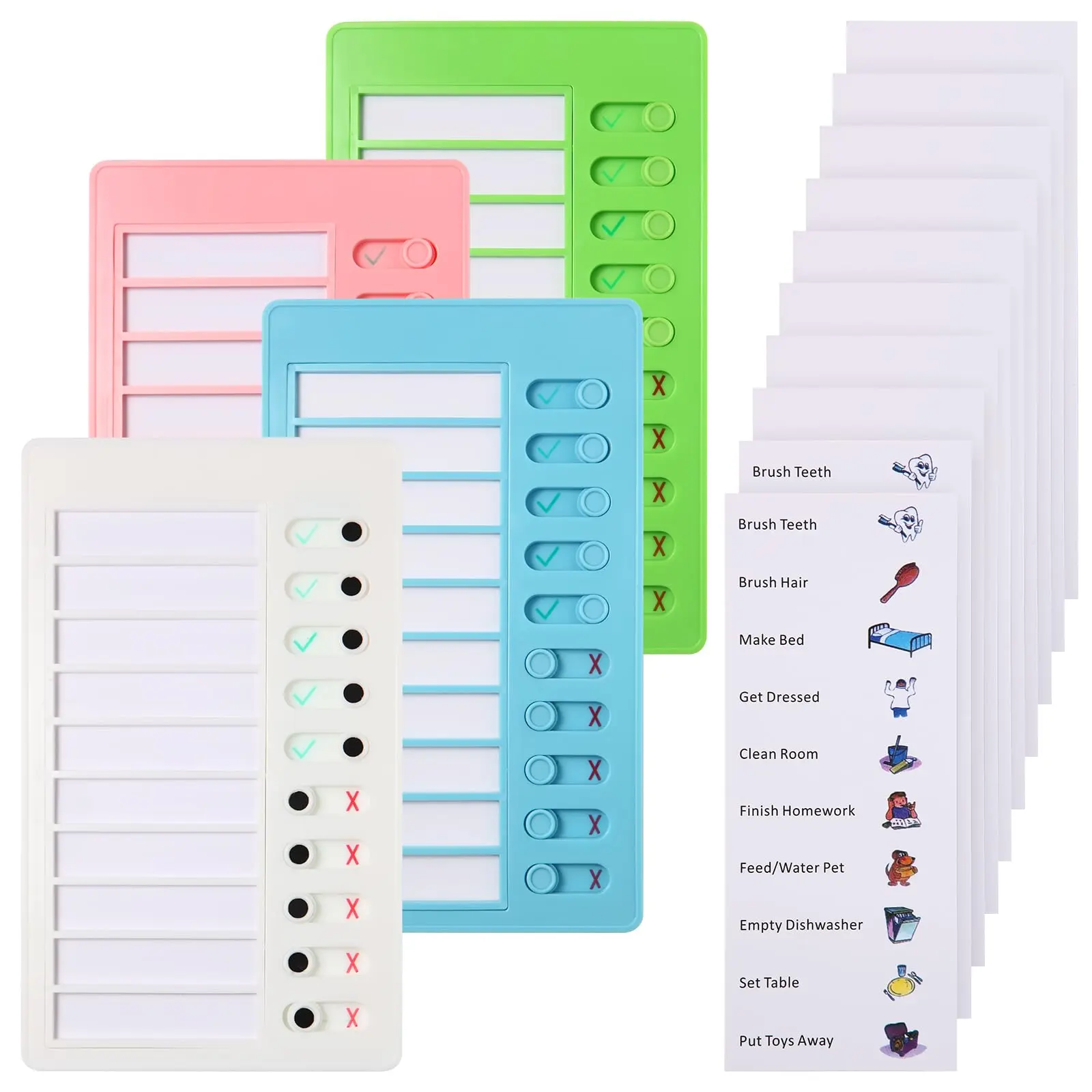 4 Pieces Chores Chart for Kids Chore Chart, Sliding Routine Chart to Do List, My Chores RV Checklist Task Planning Board for Kids and Adults, ADHD Tools Routine Visual Schedule Reminder