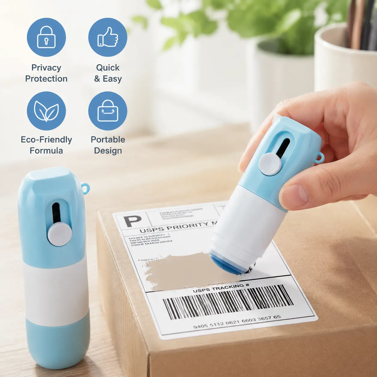 1 Count, Integrated Privacy Masking Tool with Built-in Retractable Box Cutter, for Covering Sensitive Details on Express Receipts and Various Daily Paper Documents