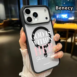 Magnetic Phone Case Supports Wireless Charging for iPhone 17 16  Pro Max Plus 15 14 13 12 11 Air E Divine Feminine Strength Pattern Non-Yellowing Shockproof Soft Silicone Transparent Acrylic Cover